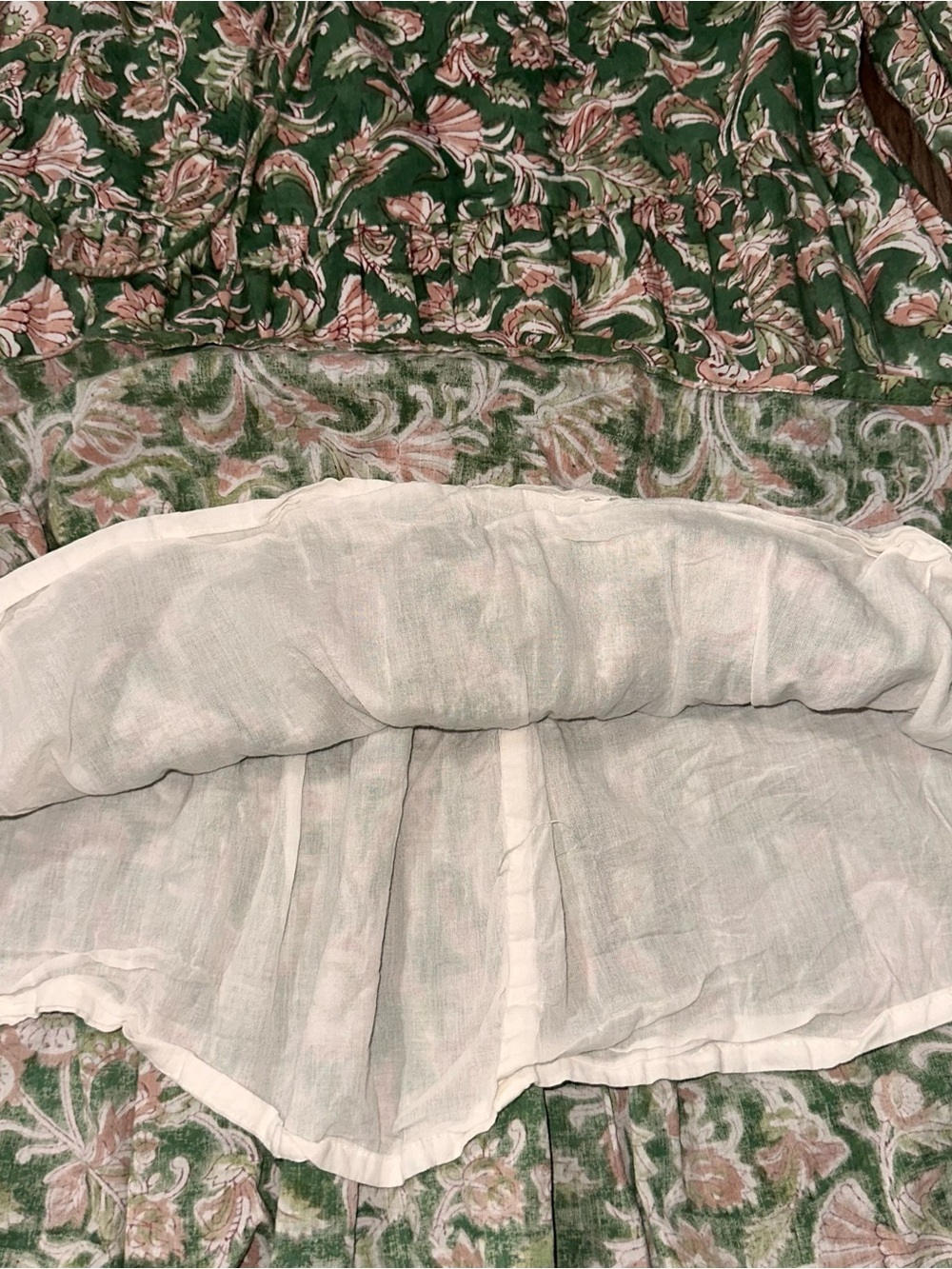 Grace Holiday Cotton Dress Botanical Floral Green Fully Lined Mini - Picture 2 of 6
